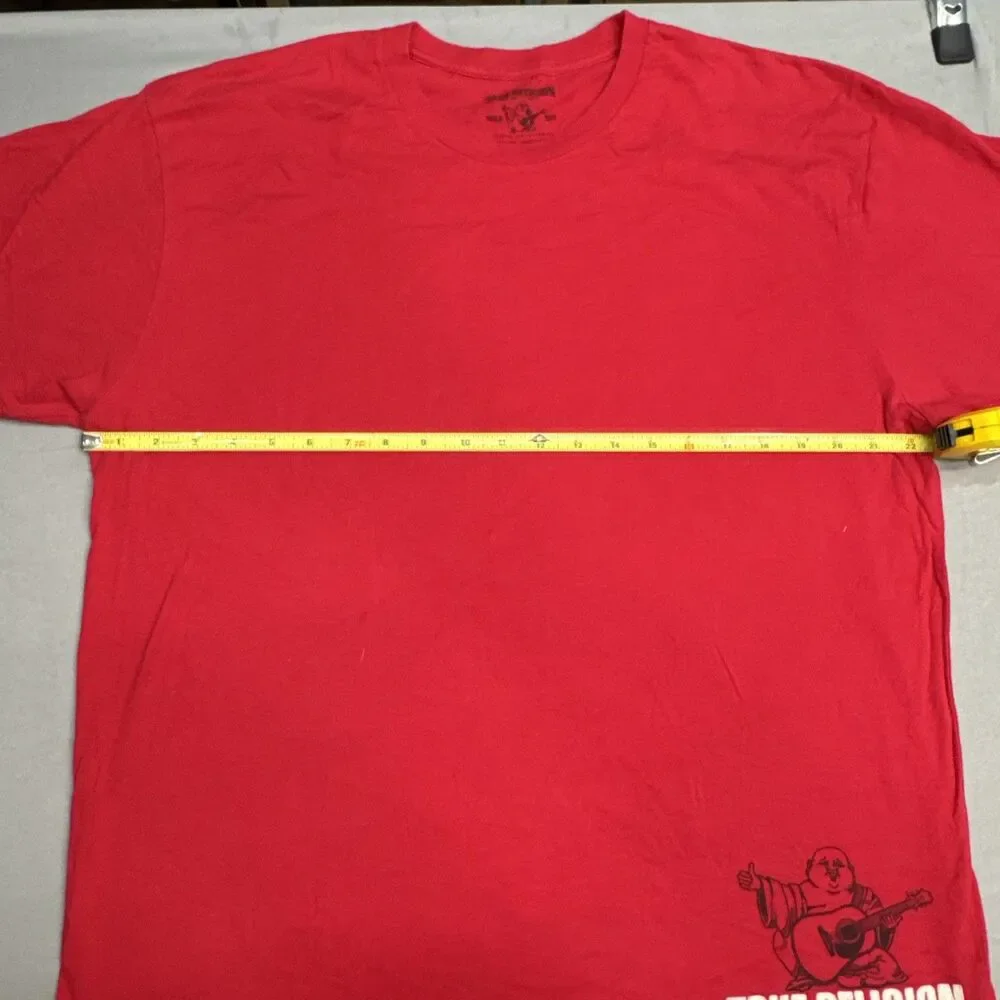True Religion Buddha Graphic T Shirt Mens XL Red Logo Tee Streetwear EUC